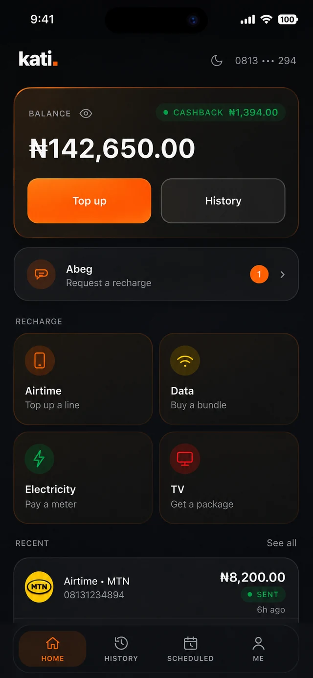 Kati dashboard screen